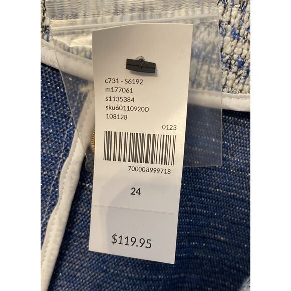 Lane Bryant Women's Plus Size 24 Silver Black Faux Tweed Open Front Crop Blazer - Picture 7 of 11